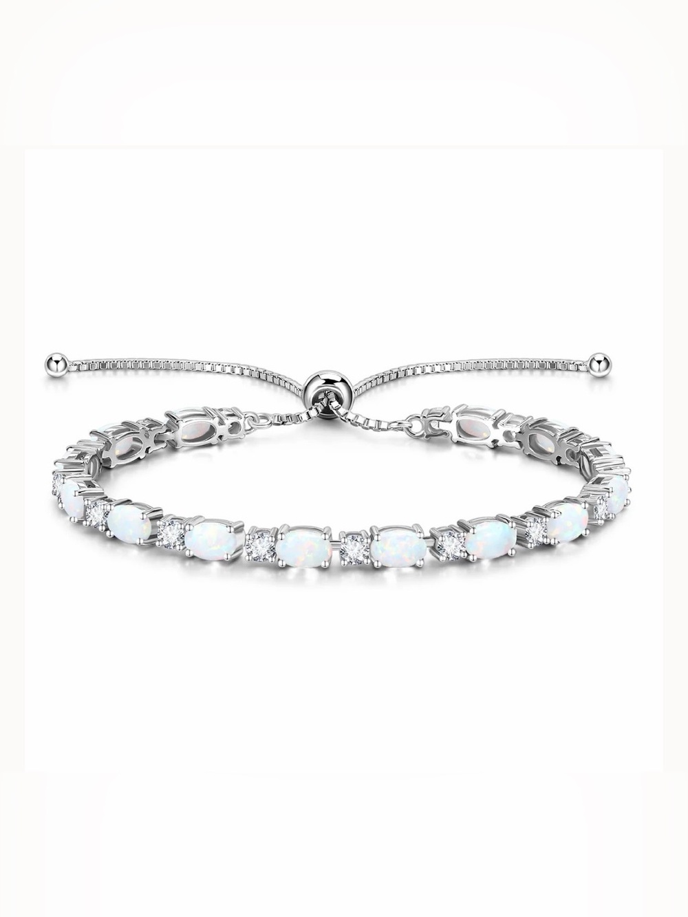 GLAMOUR RADIANCE" OCTOBER BIRTHSTONE OPAL STERLING SILVER TENNIS BRACELET CLASSI